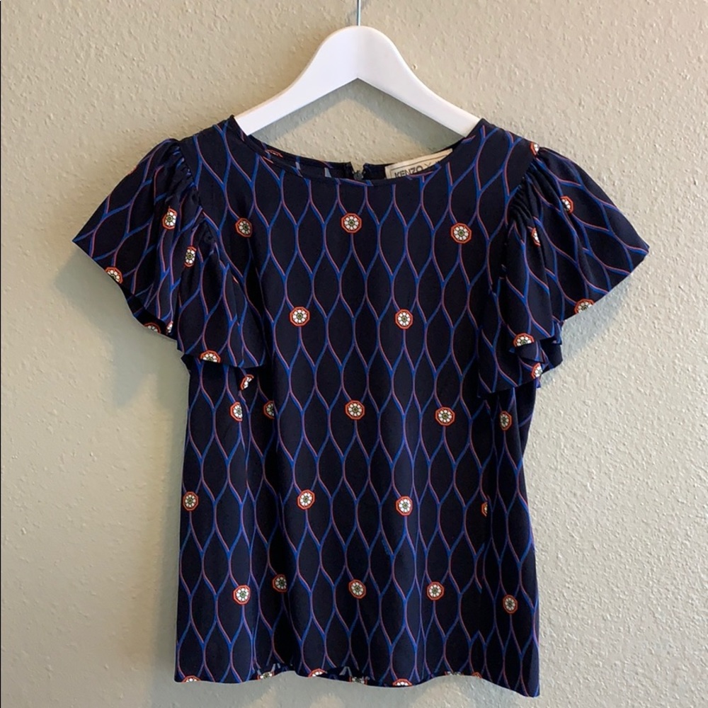 Kenzo x H&M Silk Flutter Sleeve Top